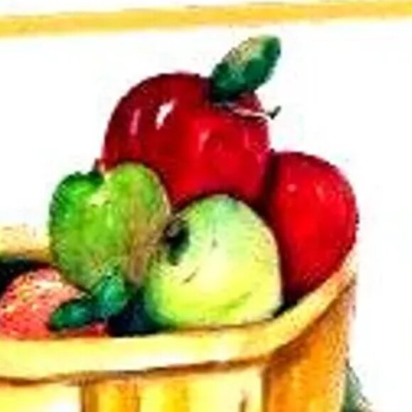 Framed Watercolor Painting, Original Artwork, 22x18, Basket of Apples, Authentic - Picture 6 of 9